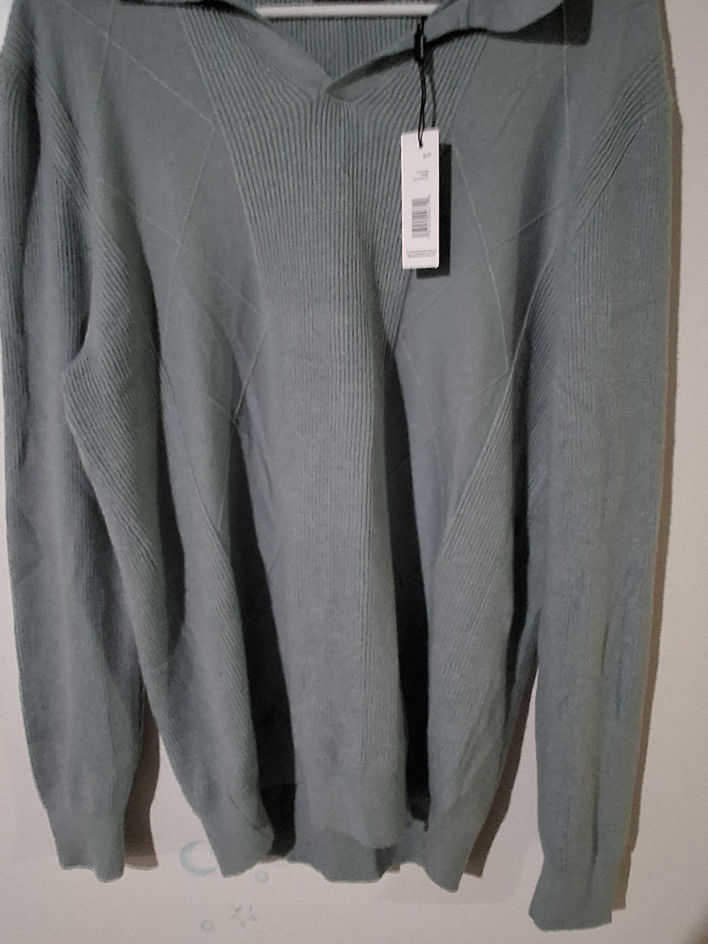 Tahari Teal V-Neck Ribbed Sweater S/p